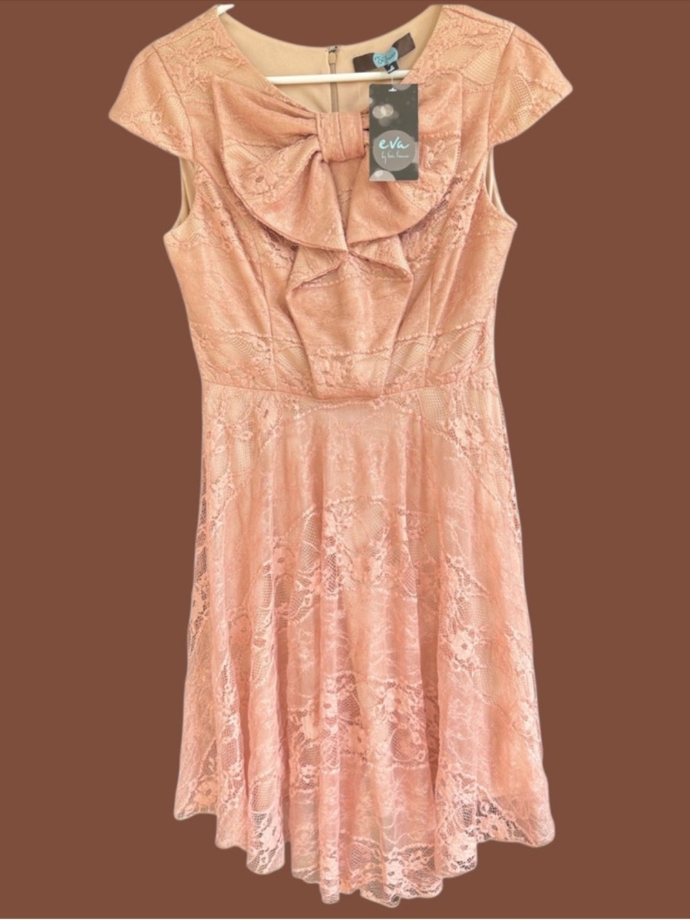 NWT Eva by Eva Franco Lace Cap Sleeve Bow Bodice Dress Size 4